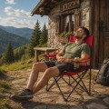 Компактен Метален Сгъваем Стол. Наличен в Червен и Зелен цвят Компактен Метален Сгъваем Стол. Наличен в Червен и Зелен цвят